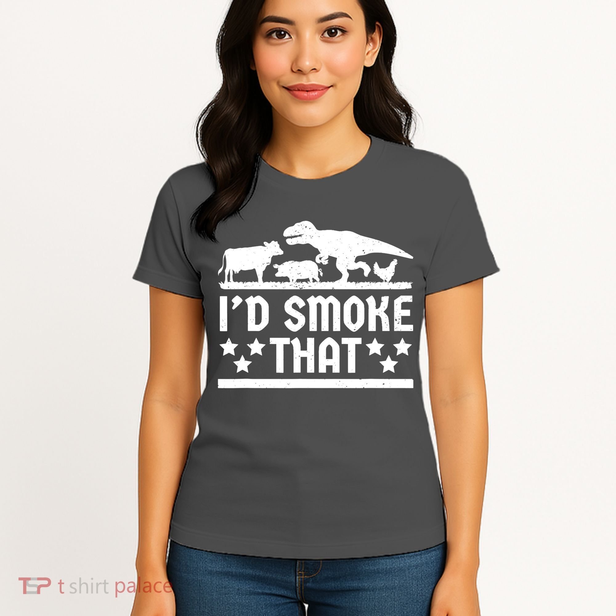 Funny Id Smoke That Bbq Barbeque Dinosaur Women's T-Shirt