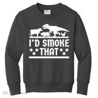 Funny Id Smoke That Bbq Barbeque Dinosaur Kids Sweatshirt thumb 0