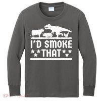 Funny Id Smoke That Bbq Barbeque Dinosaur Kids Long Sleeve Shirt thumb 0