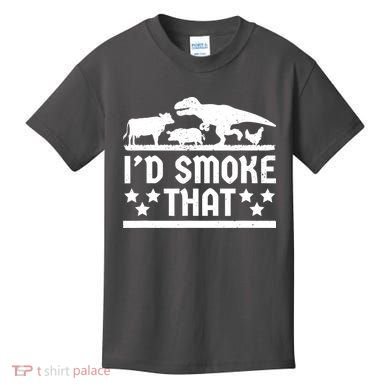 Funny Id Smoke That Bbq Barbeque Dinosaur Kids T-Shirt