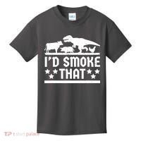 Funny Id Smoke That Bbq Barbeque Dinosaur Kids T-Shirt thumb 0