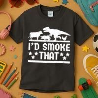 Funny Id Smoke That Bbq Barbeque Dinosaur Kids T-Shirt thumb 3