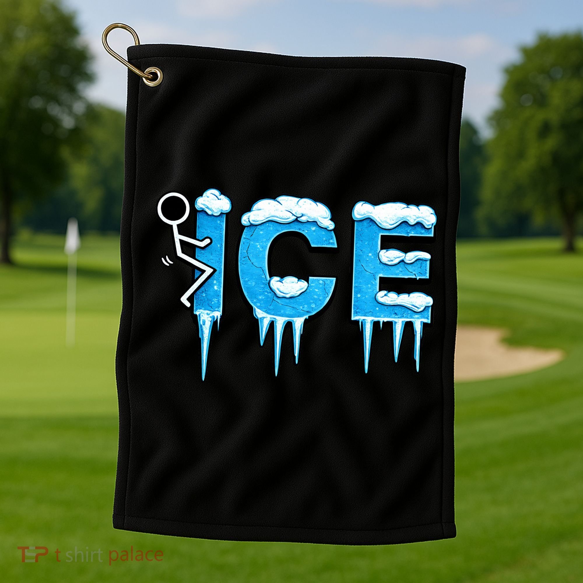 F ICE Stick Figure Golf Towel