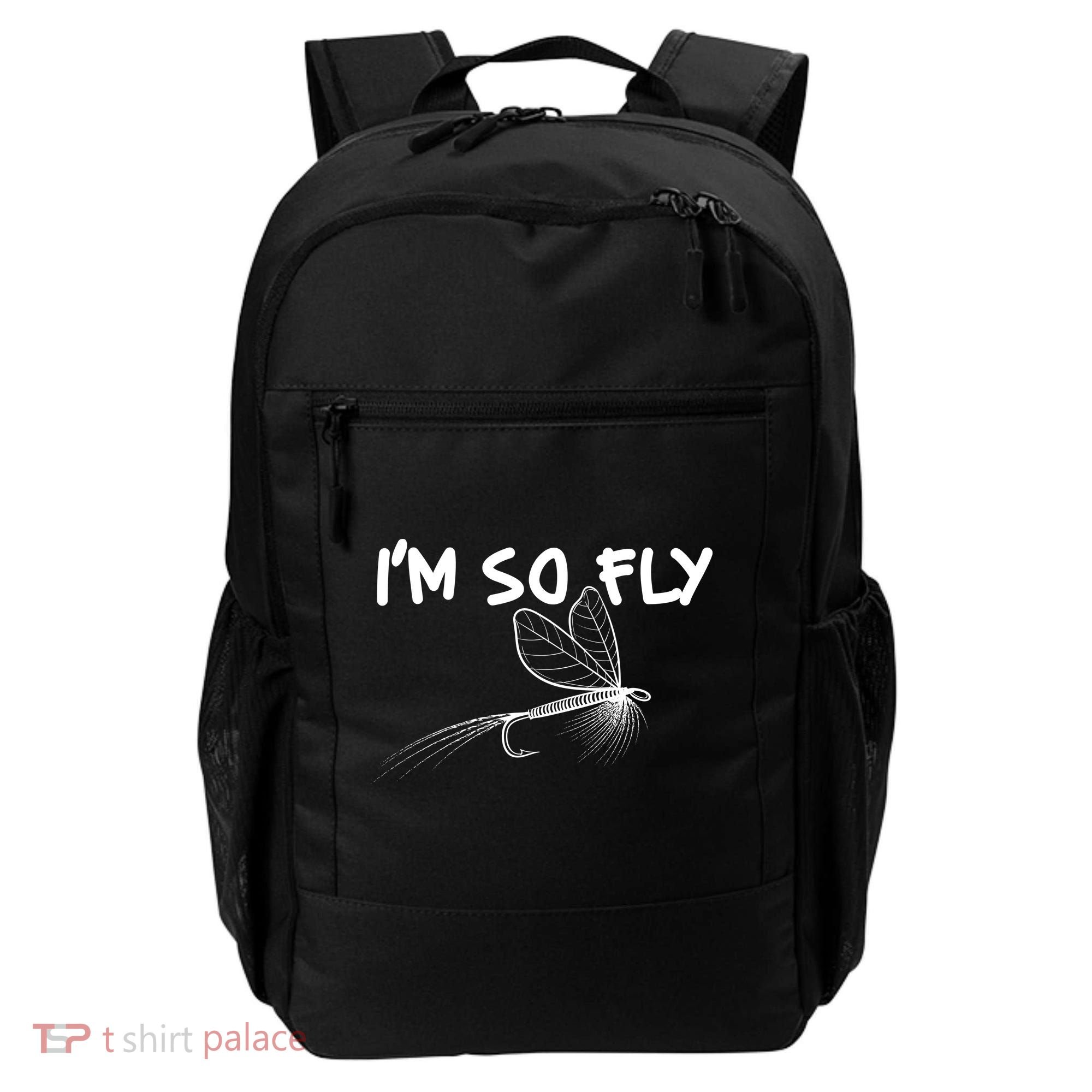 Funny I'm So Fly Fish Lure Fishing Fan Backpack