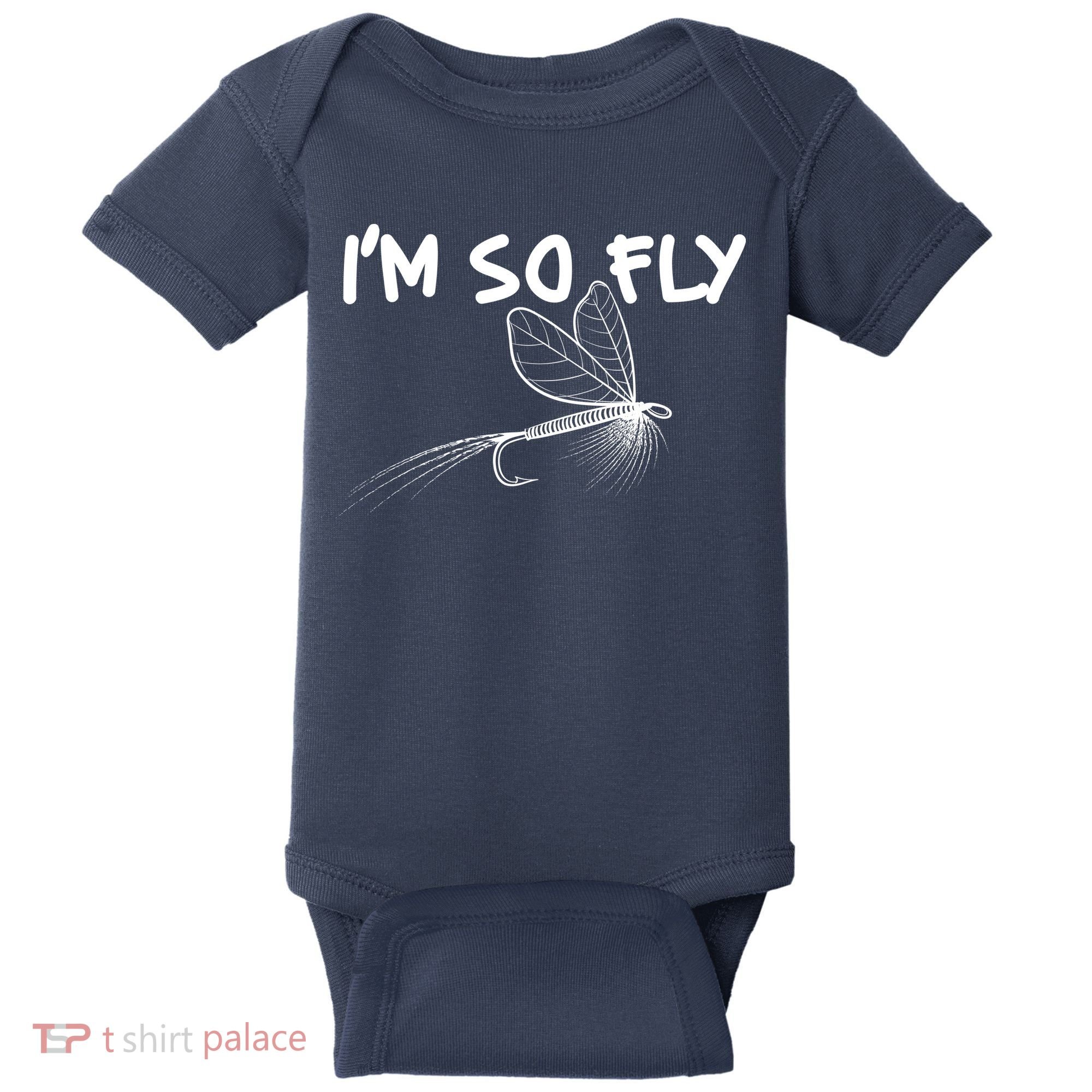 Funny I'm So Fly Fish Lure Fishing Fan Baby Bodysuit