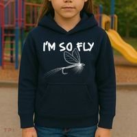 Funny I'm So Fly Fish Lure Fishing Fan Kids Hoodie thumb 3
