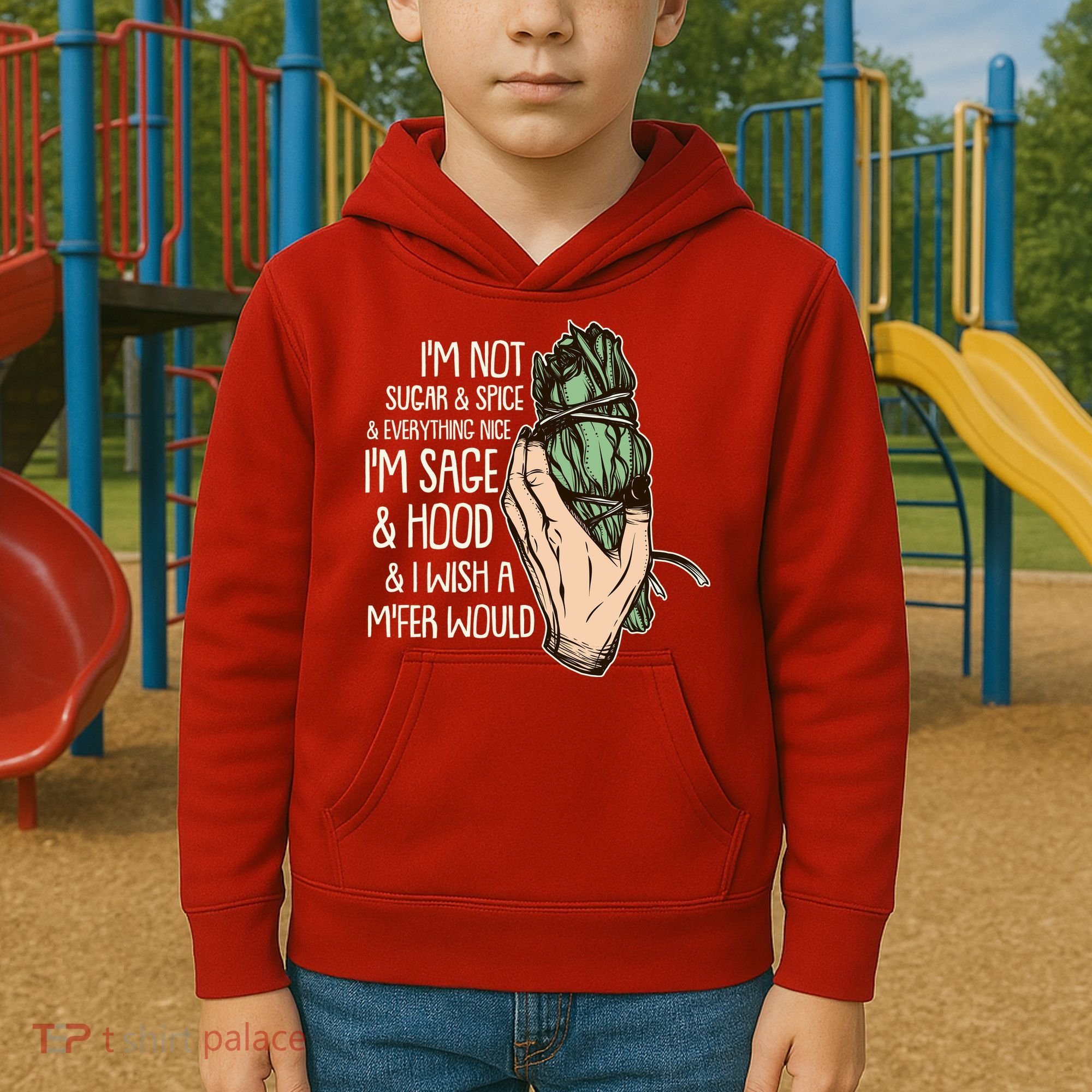 Funny I'm Sage And Hood And I Wish A M'Fer Would Kids Hoodie