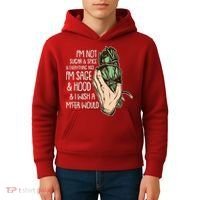 Funny I'm Sage And Hood And I Wish A M'Fer Would Kids Hoodie thumb 4