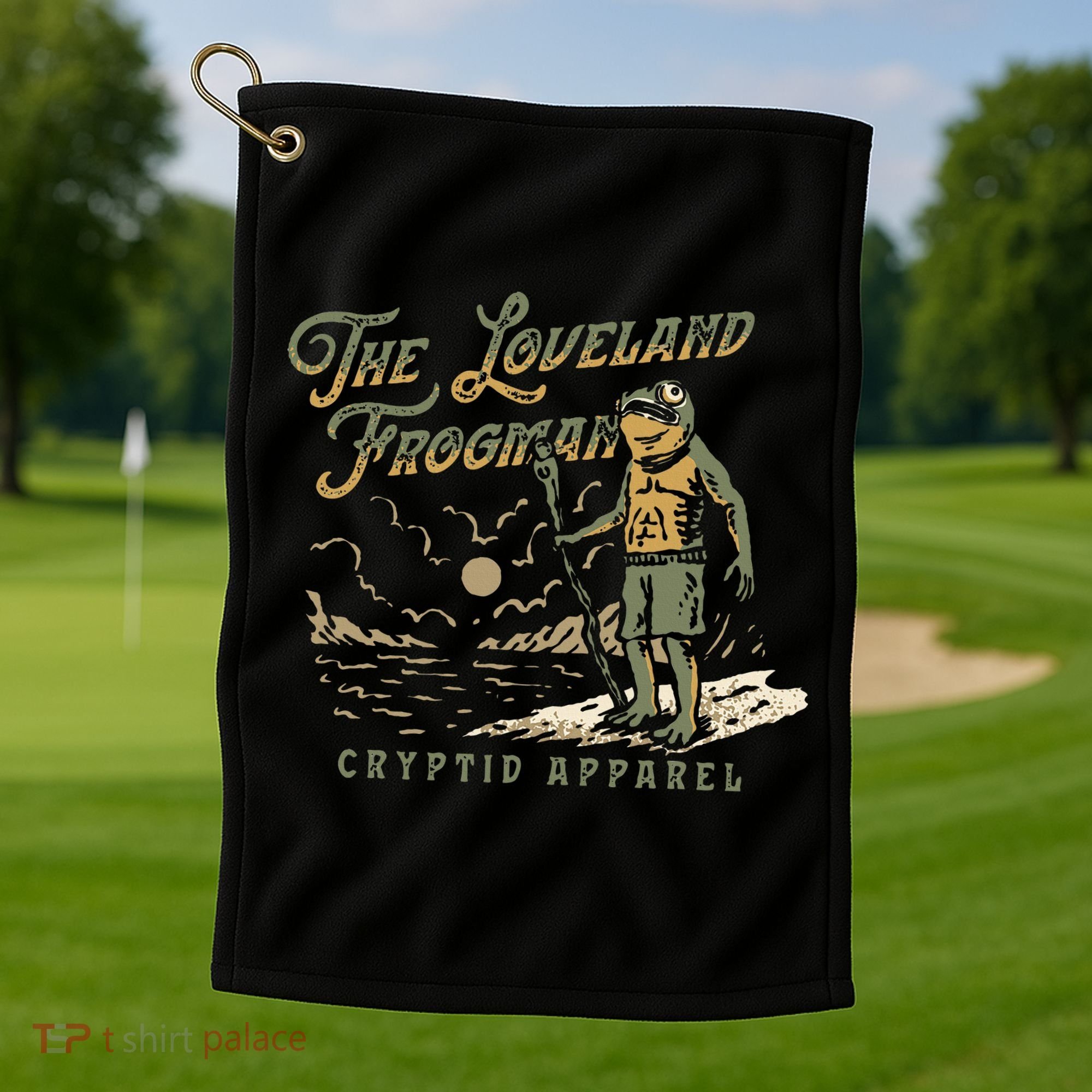 Frog I Saw The Loveland Frogman Golf Towel