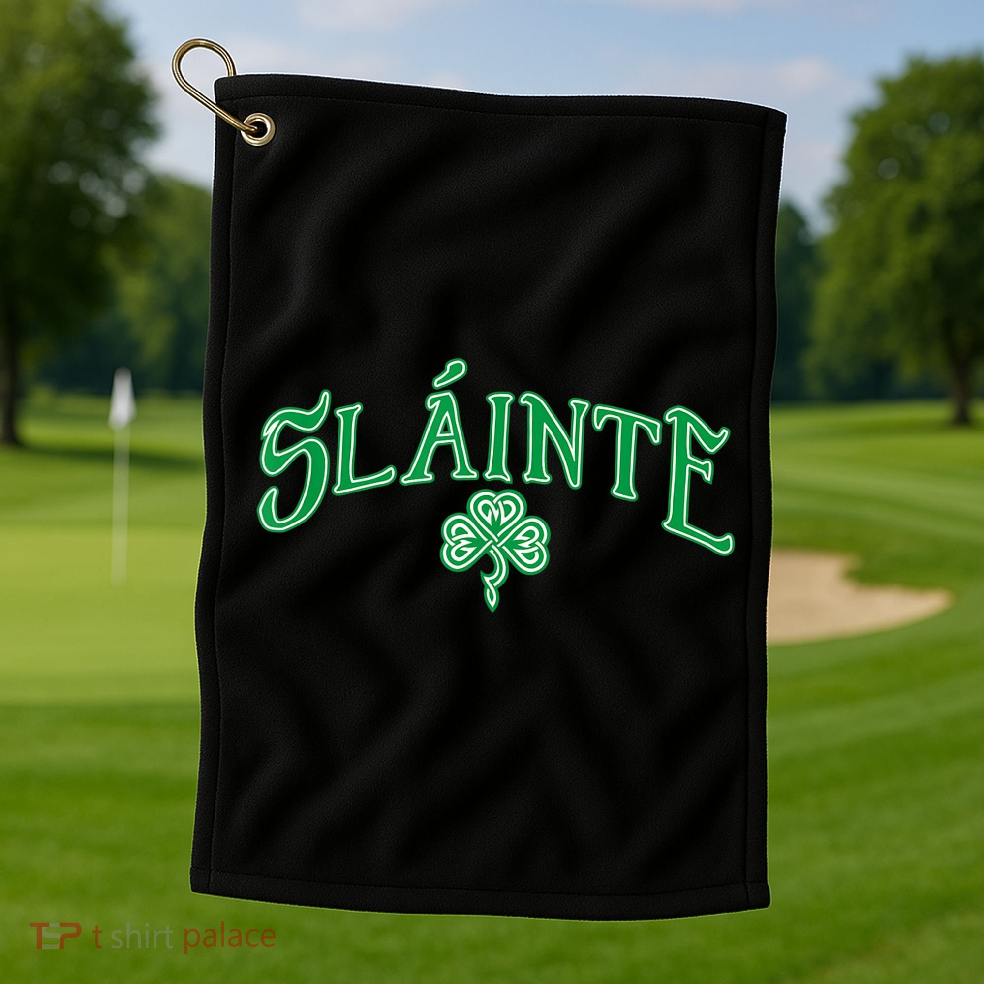 Funny Irish Slainte Gaelic Cheers Gift Golf Towel