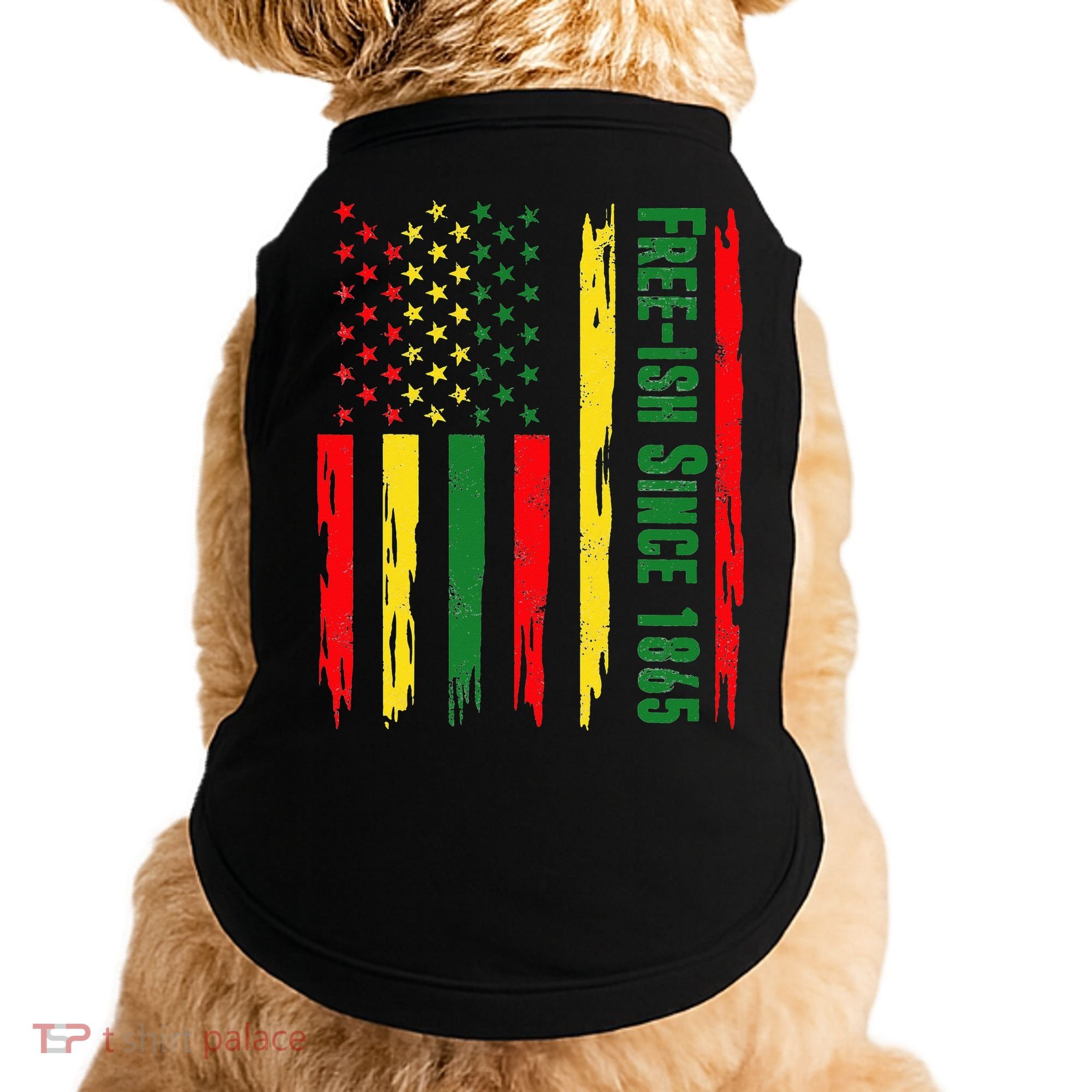 Free Ish Since 1865 With Pan African Flag For Juneteenth Doggie Tank