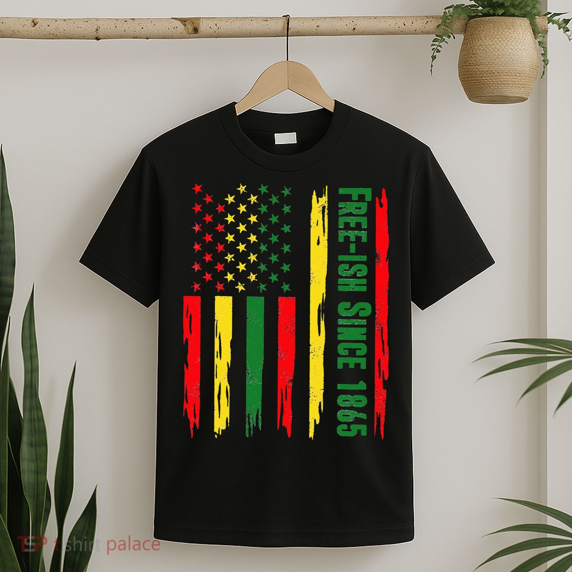 Free Ish Since 1865 With Pan African Flag For Juneteenth T-Shirt