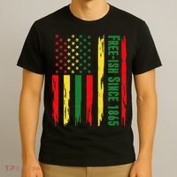 Free Ish Since 1865 With Pan African Flag For Juneteenth T-Shirt thumb 3