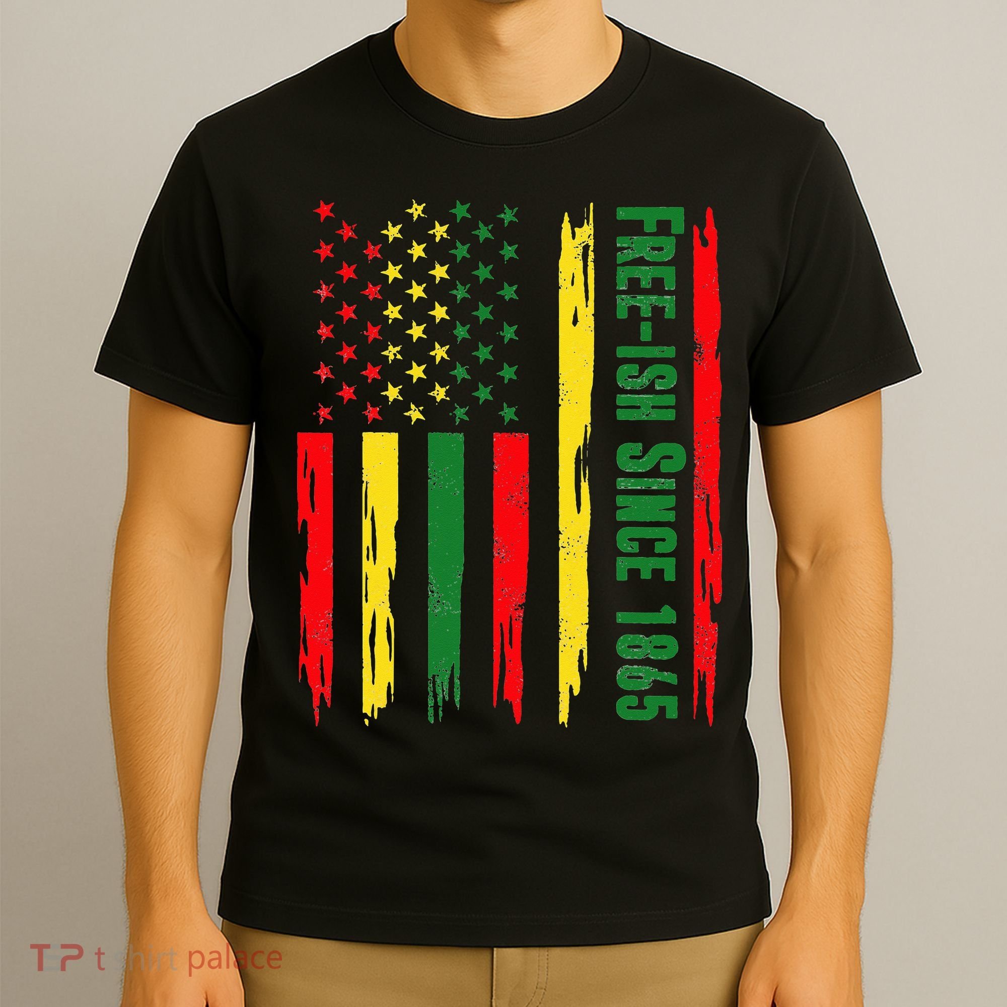 Free Ish Since 1865 With Pan African Flag For Juneteenth T-Shirt
