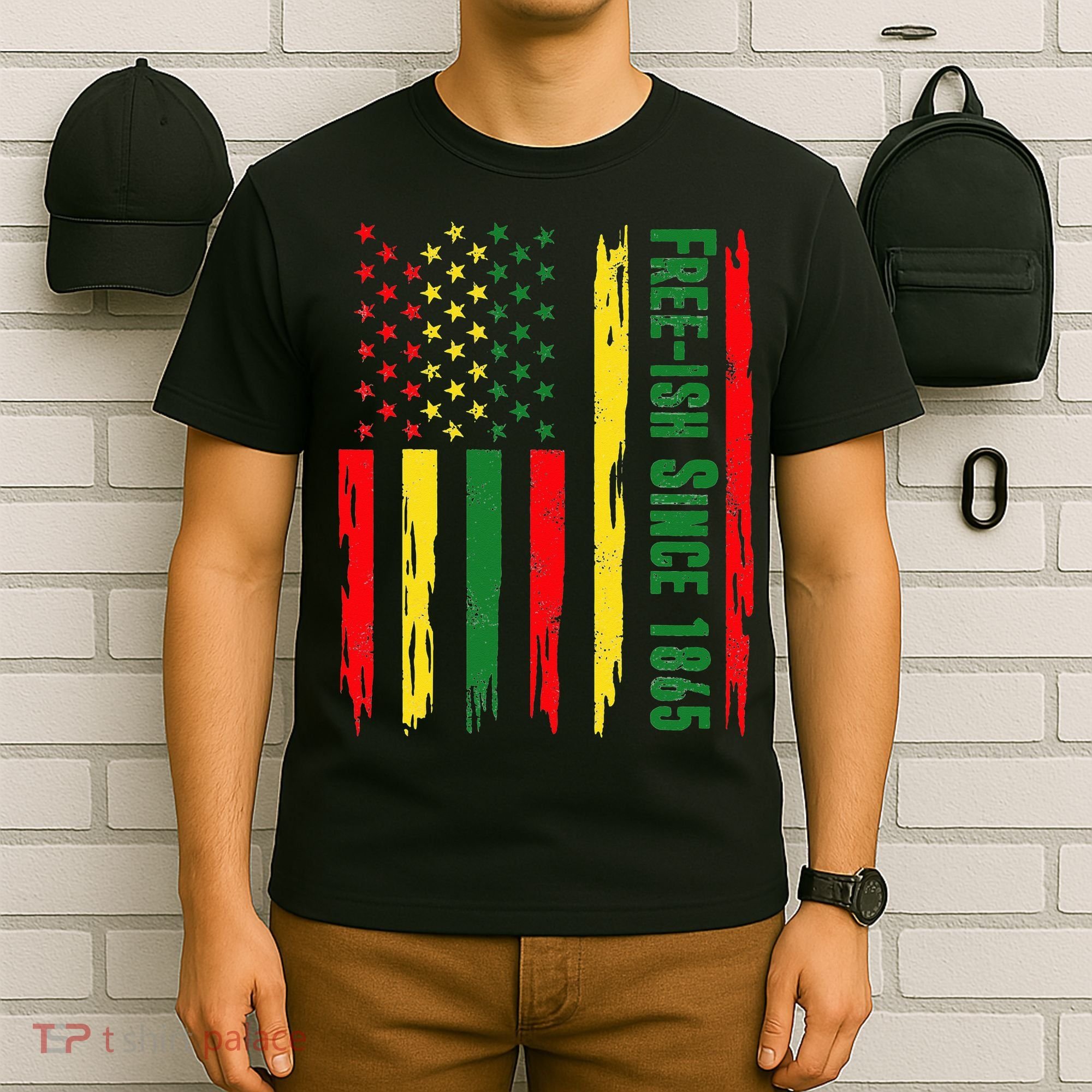 Free Ish Since 1865 With Pan African Flag For Juneteenth T-Shirt