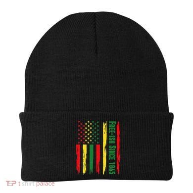 Free Ish Since 1865 With Pan African Flag For Juneteenth Beanie