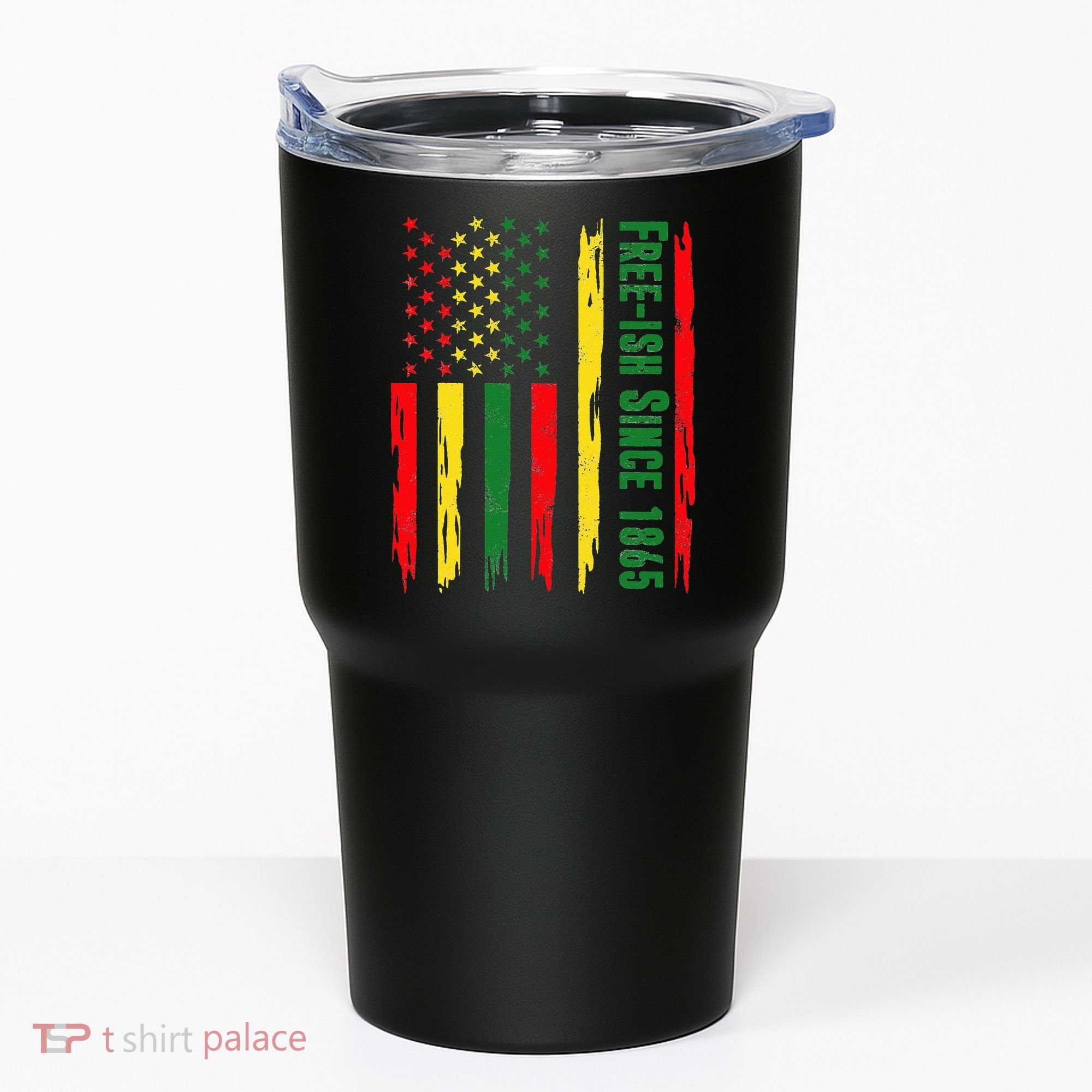 Free Ish Since 1865 With Pan African Flag For Juneteenth Tumbler