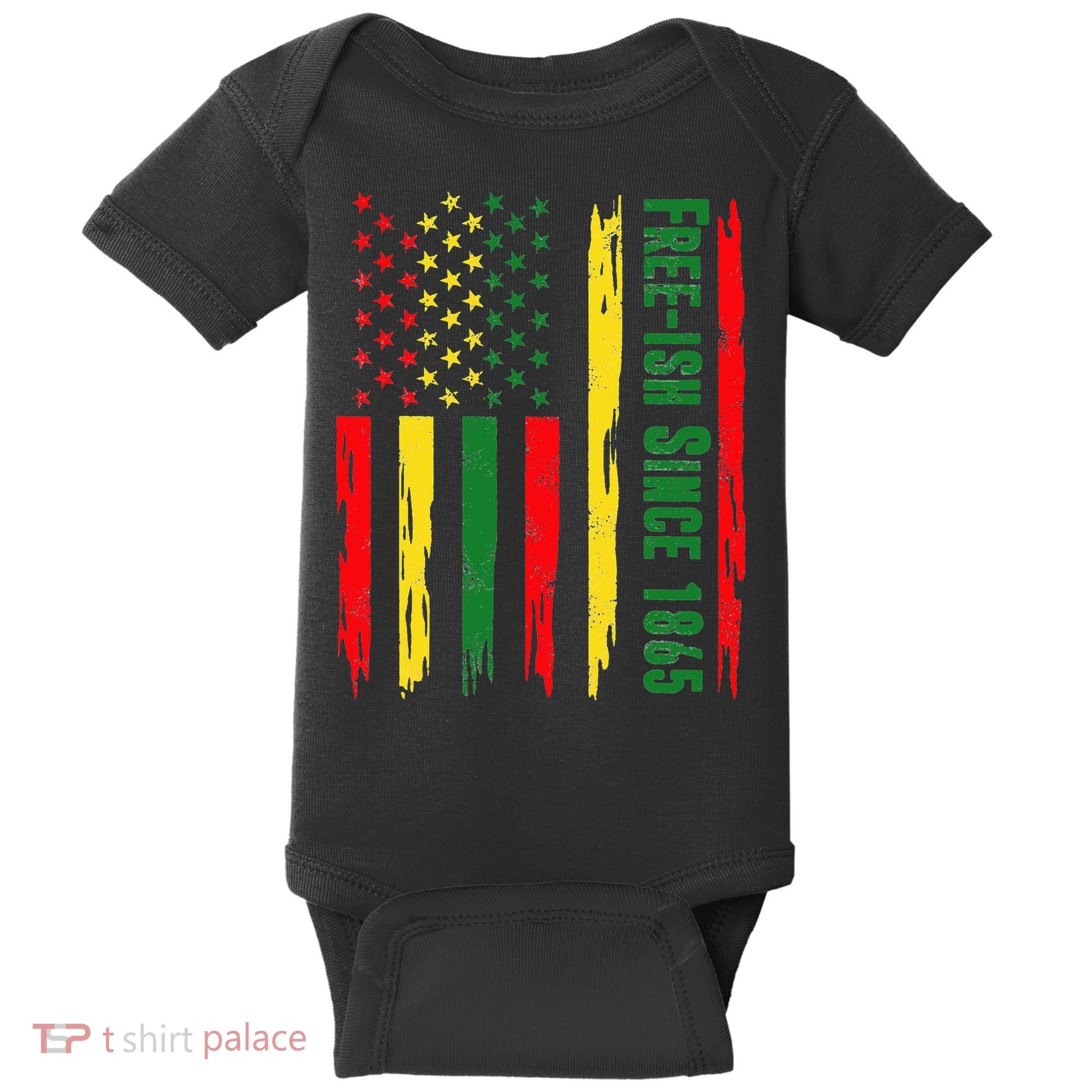 Free Ish Since 1865 With Pan African Flag For Juneteenth Baby Bodysuit