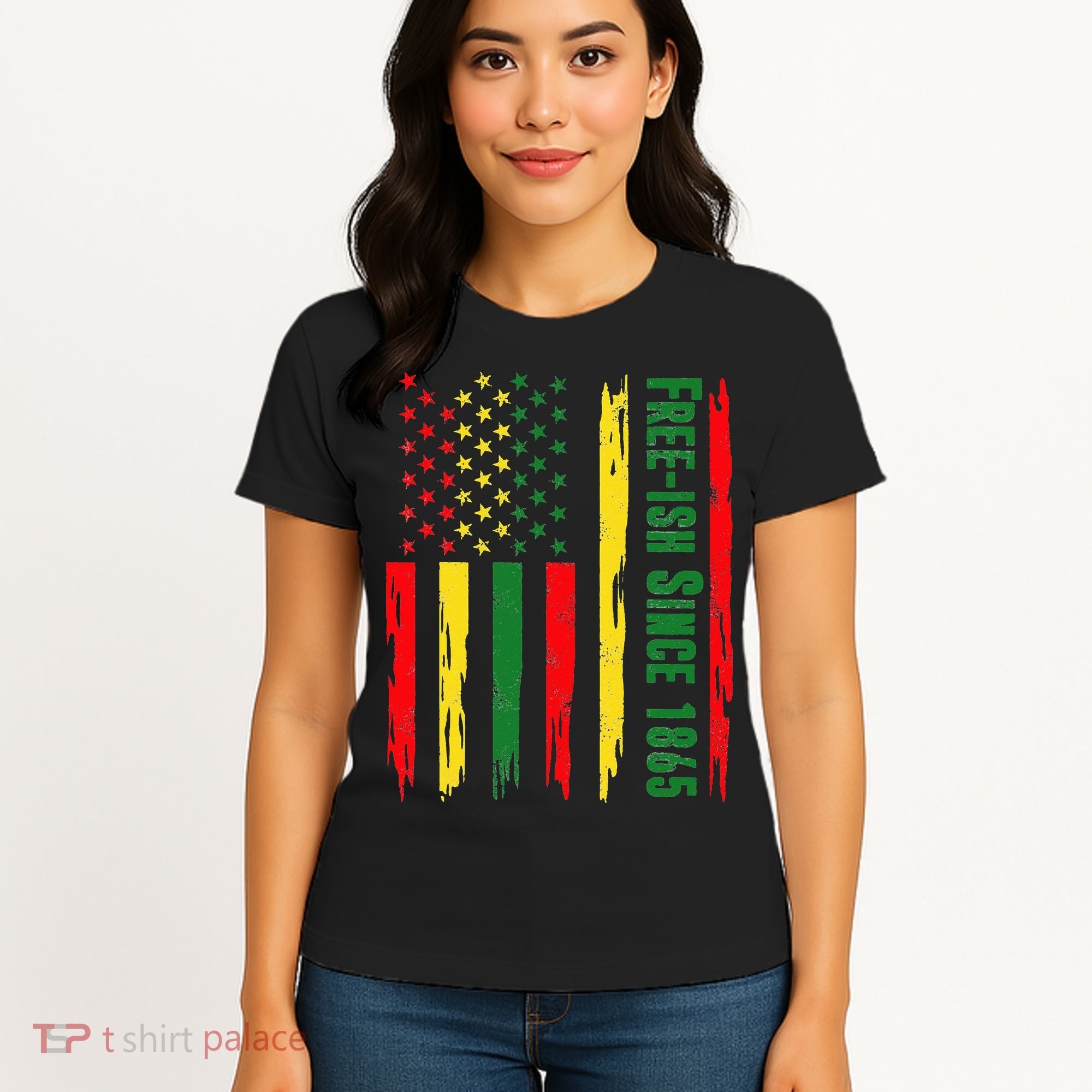 Free Ish Since 1865 With Pan African Flag For Juneteenth Women's T-Shirt