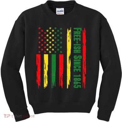 Free Ish Since 1865 With Pan African Flag For Juneteenth Kids Sweatshirt
