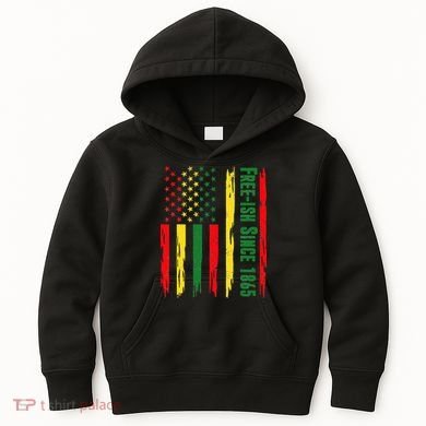 Free Ish Since 1865 With Pan African Flag For Juneteenth Kids Hoodie