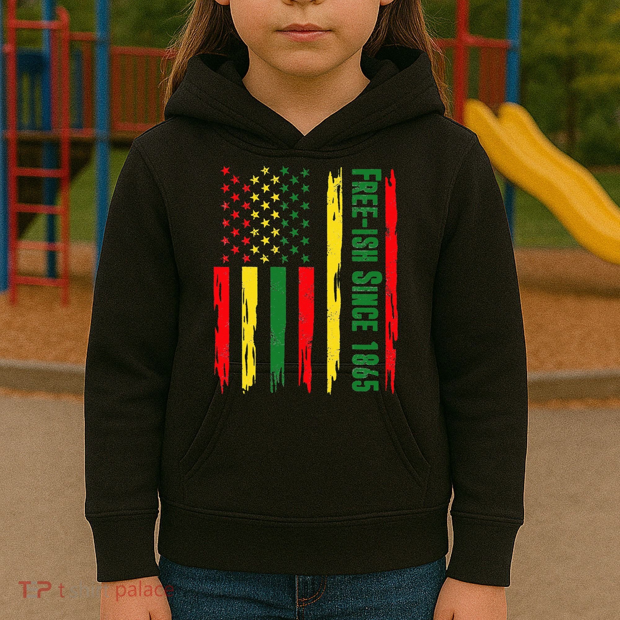 Free Ish Since 1865 With Pan African Flag For Juneteenth Kids Hoodie