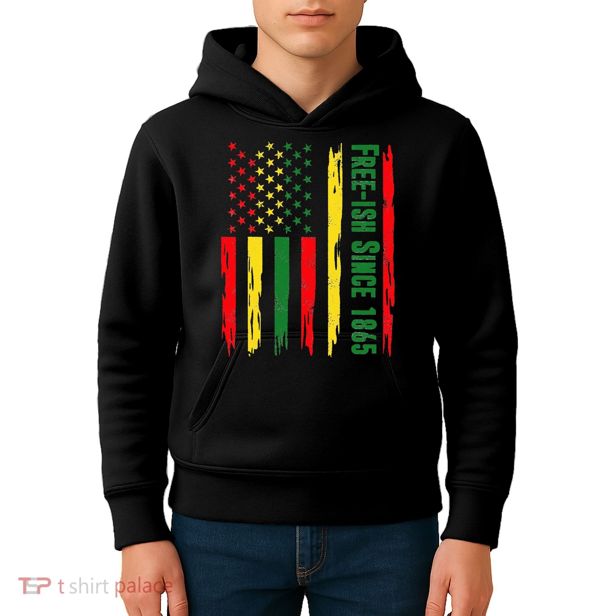 Free Ish Since 1865 With Pan African Flag For Juneteenth Kids Hoodie