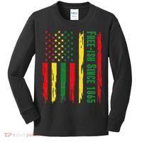 Free Ish Since 1865 With Pan African Flag For Juneteenth Kids Long Sleeve Shirt thumb 0