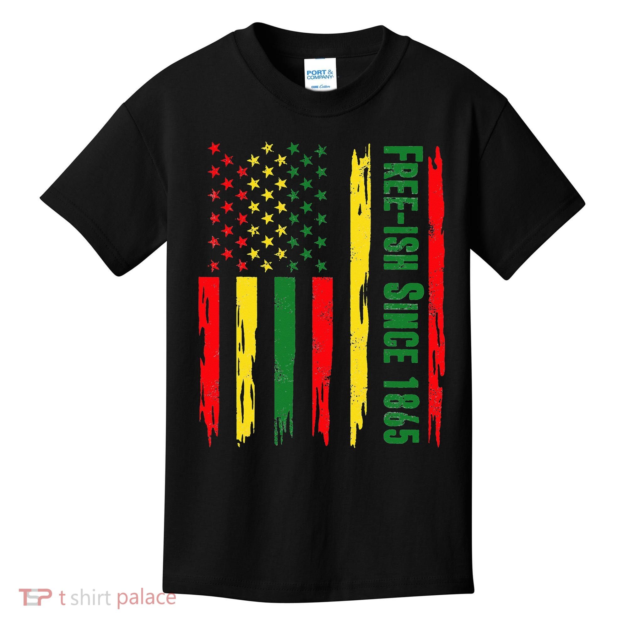 Free Ish Since 1865 With Pan African Flag For Juneteenth Kids T-Shirt