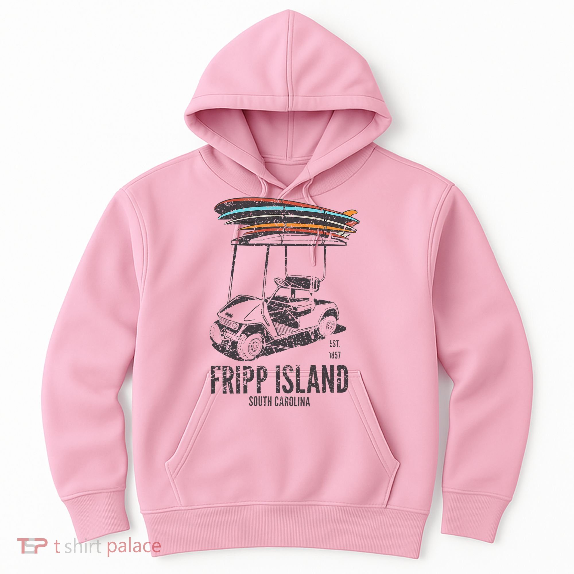 Fripp Island South Carolina Golf Cart Surfer Lowcountry Hoodie