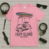 Fripp Island South Carolina Golf Cart Surfer Lowcountry T-Shirt thumb 5