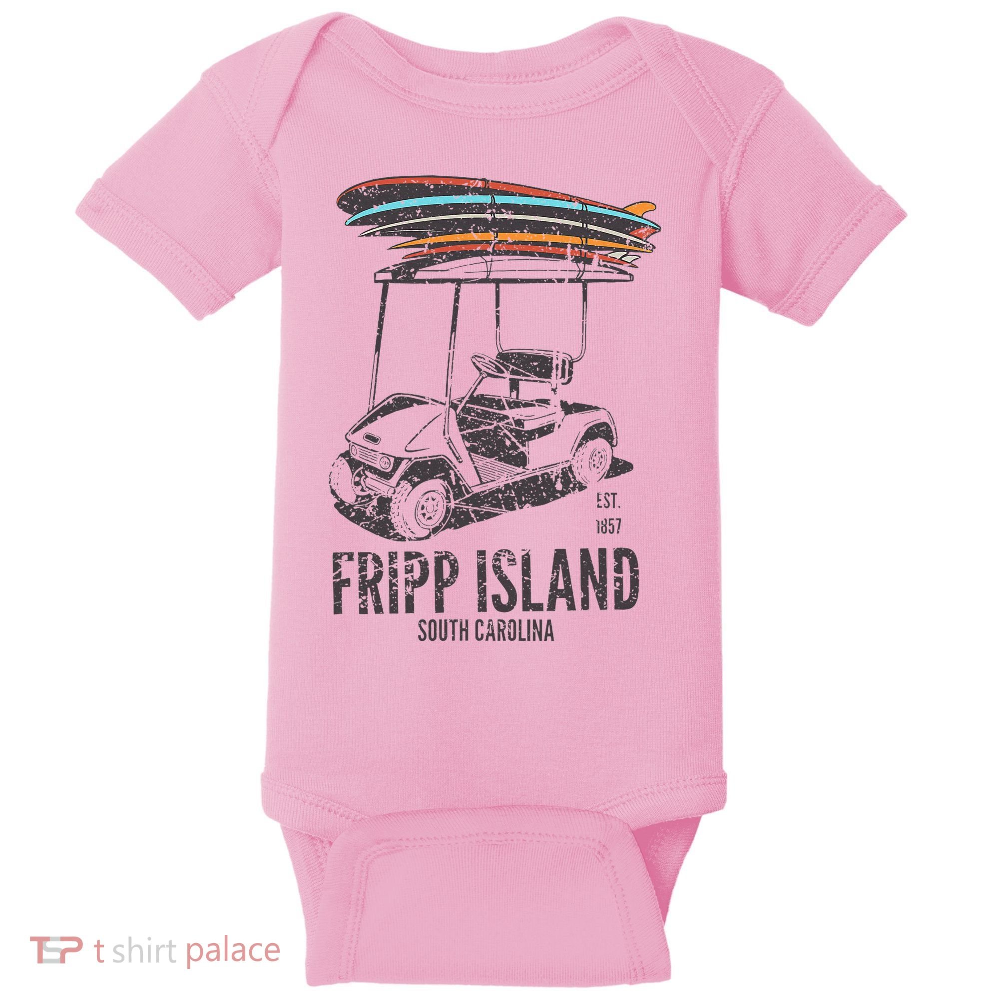 Fripp Island South Carolina Golf Cart Surfer Lowcountry Baby Bodysuit