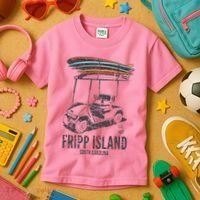 Fripp Island South Carolina Golf Cart Surfer Lowcountry Kids T-Shirt thumb 3