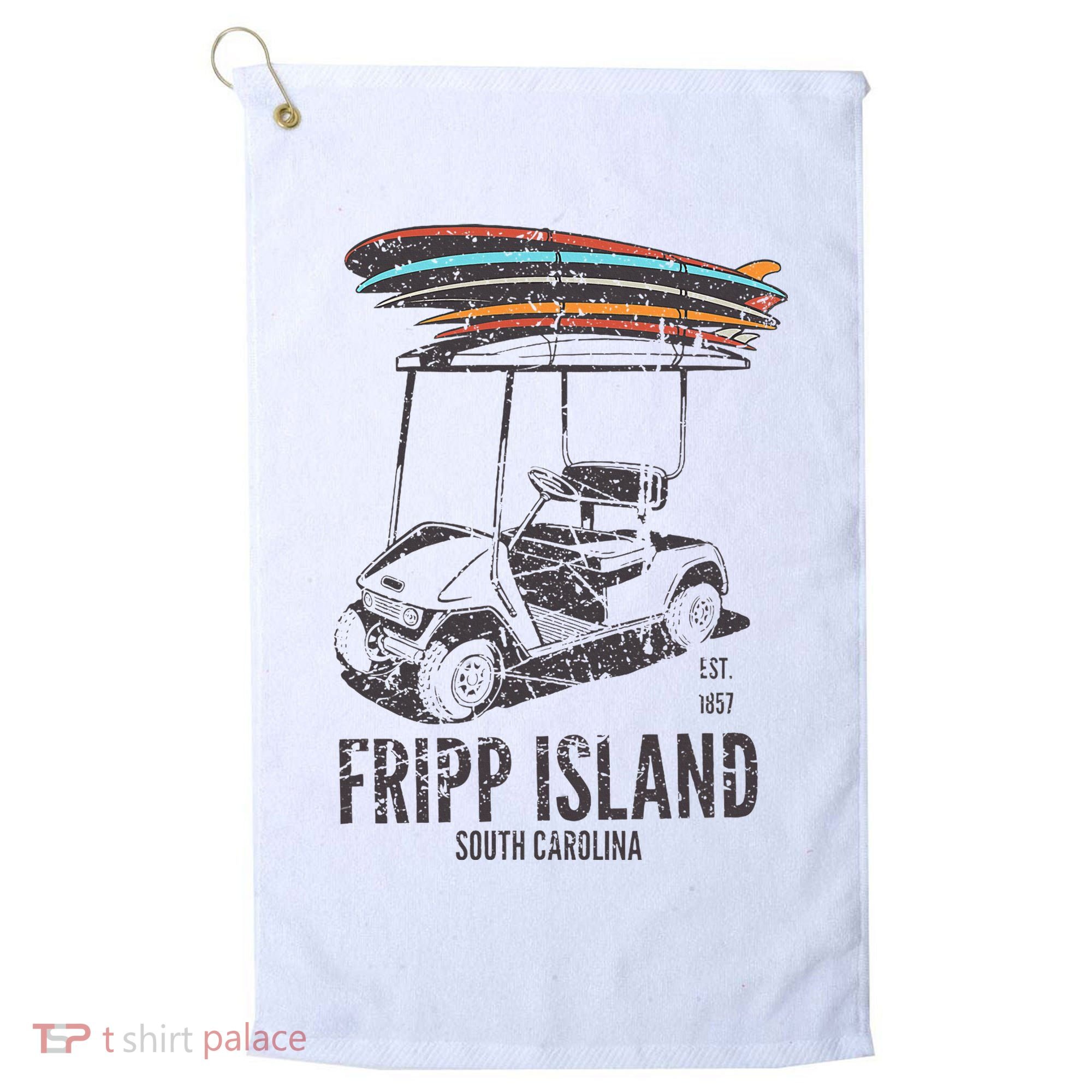 Fripp Island South Carolina Golf Cart Surfer Lowcountry Golf Towel