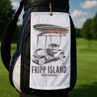 Fripp Island South Carolina Golf Cart Surfer Lowcountry Golf Towel thumb 2
