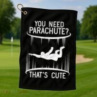 Funny indoor skydiving VNeck Golf Towel thumb 1