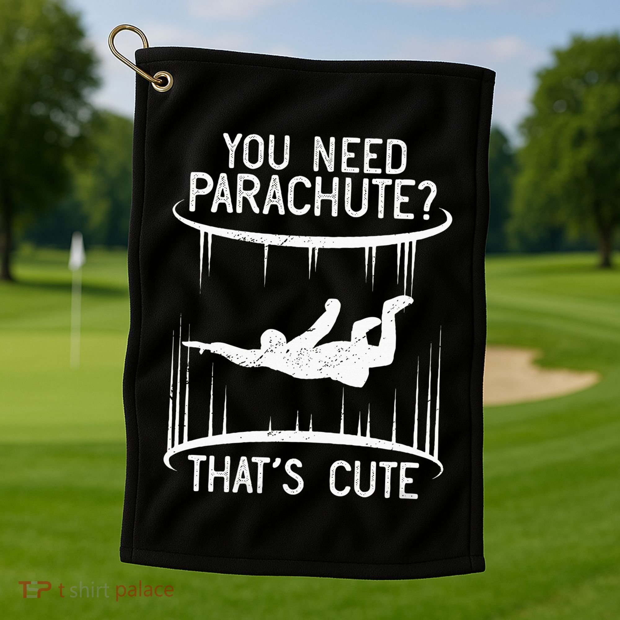 Funny indoor skydiving VNeck Golf Towel