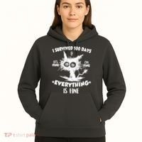 Funny I Survived 100 Days It's Fine I'm Fine Everything Is Fine Hoodie thumb 5