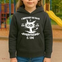 Funny I Survived 100 Days It's Fine I'm Fine Everything Is Fine Kids Hoodie thumb 3