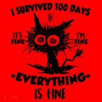 Funny I Survived 100 Days It's Fine I'm Fine Everything Is Fine Santa Hat thumb 1