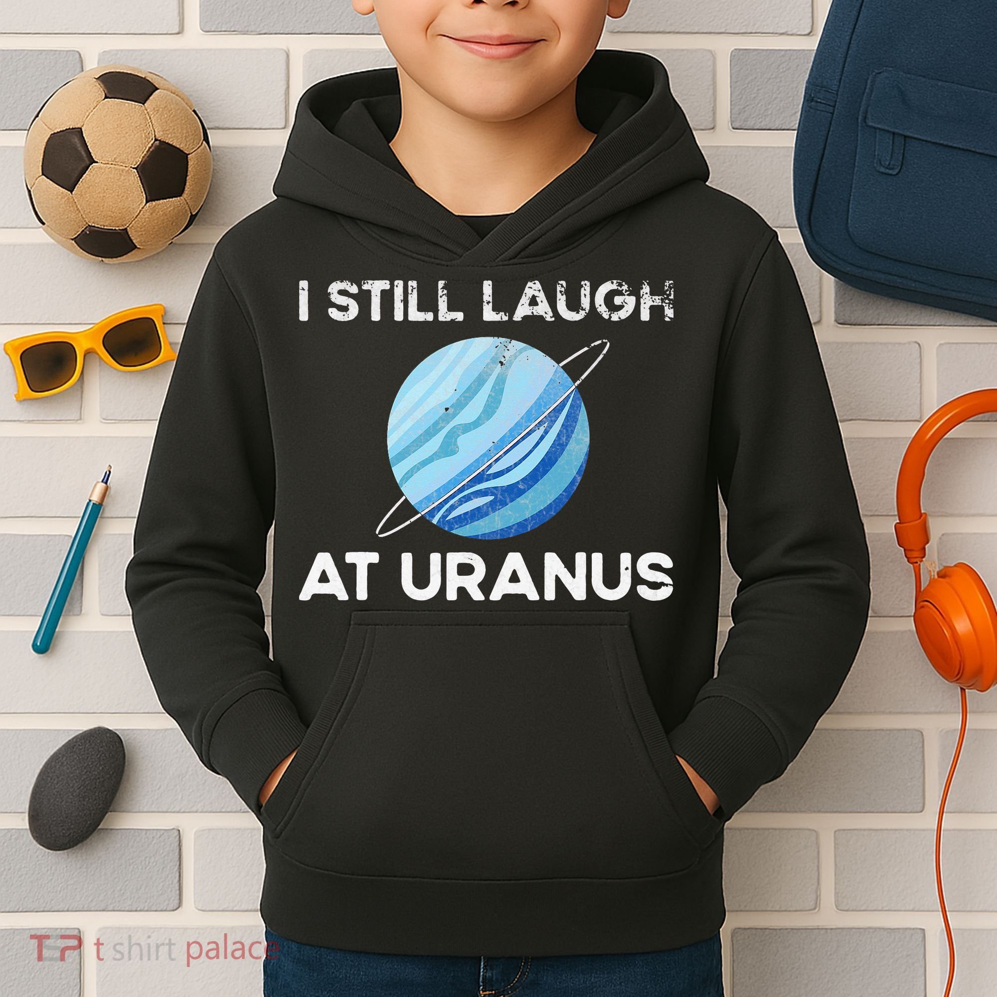 funny I Still Laugh At Uranus Astronomy Science Planet Kids Hoodie