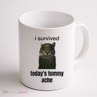 Funny I Survived TodayS Tummy Ache Coffee Mug thumb 1