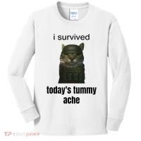 Funny I Survived TodayS Tummy Ache Kids Long Sleeve Shirt thumb 0