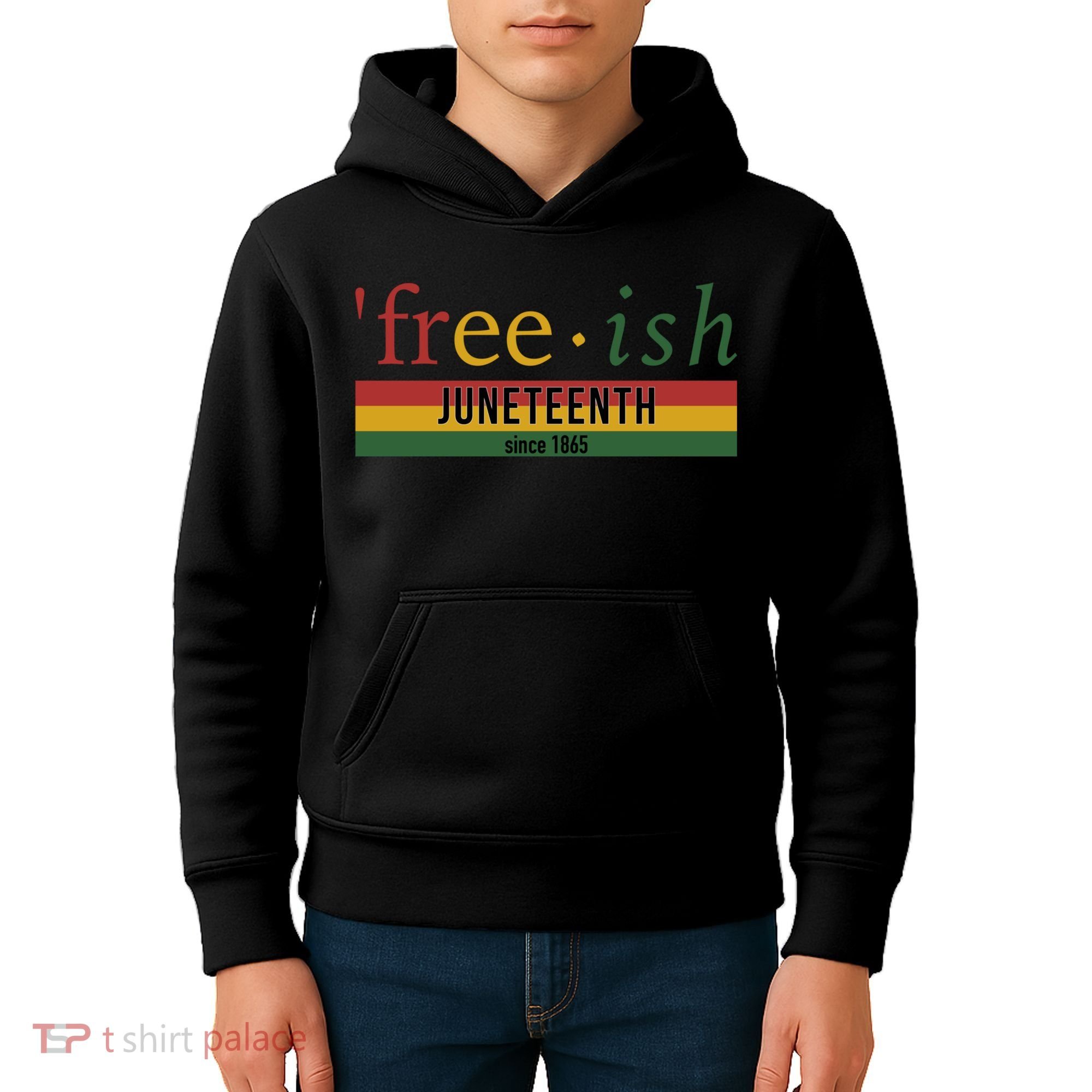 Free Ish Since 1865 With Pan African Flag For Juneteenth Kids Hoodie