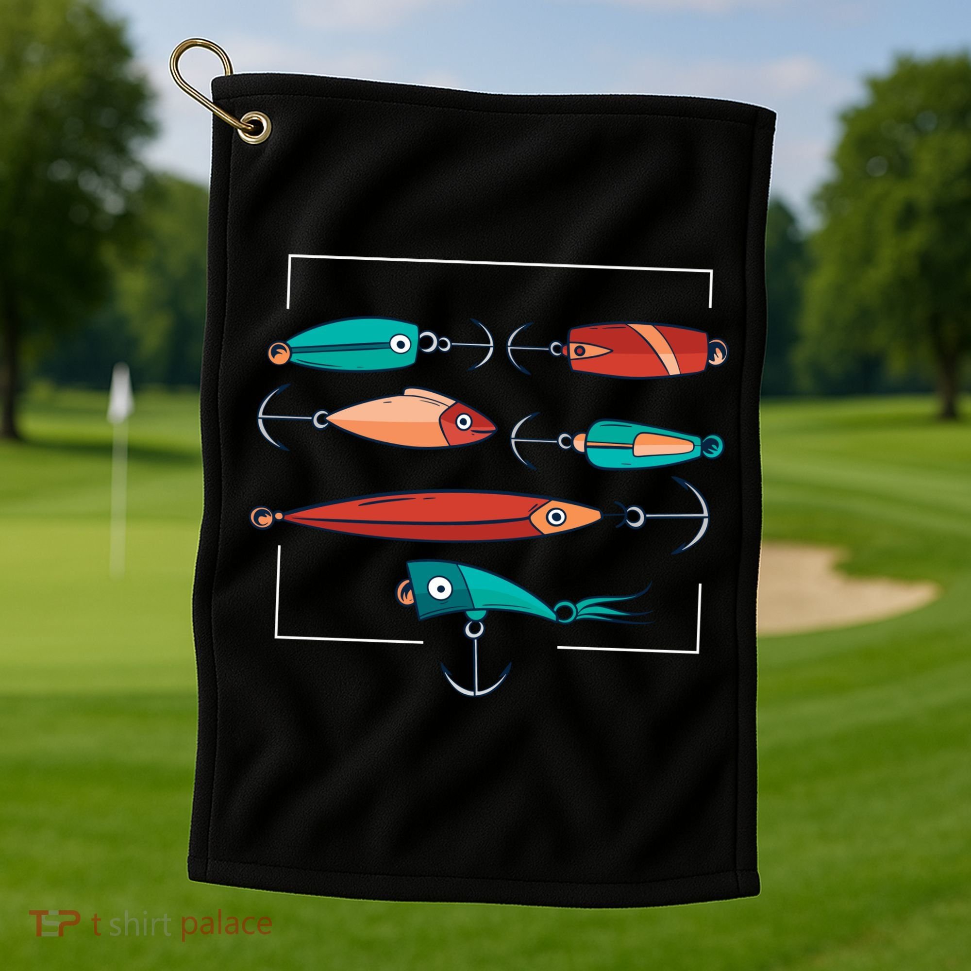 Fish Bait Set Golf Towel