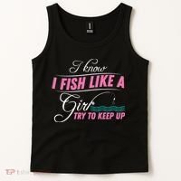 Fish Like A Girl Try To Keep Up Tank Top thumb 2