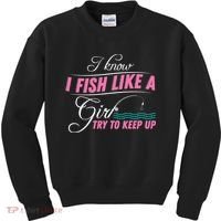 Fish Like A Girl Try To Keep Up Kids Sweatshirt thumb 0