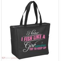 Fish Like A Girl Try To Keep Up Tote Bag thumb 2