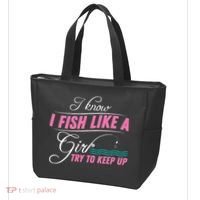Fish Like A Girl Try To Keep Up Tote Bag thumb 3