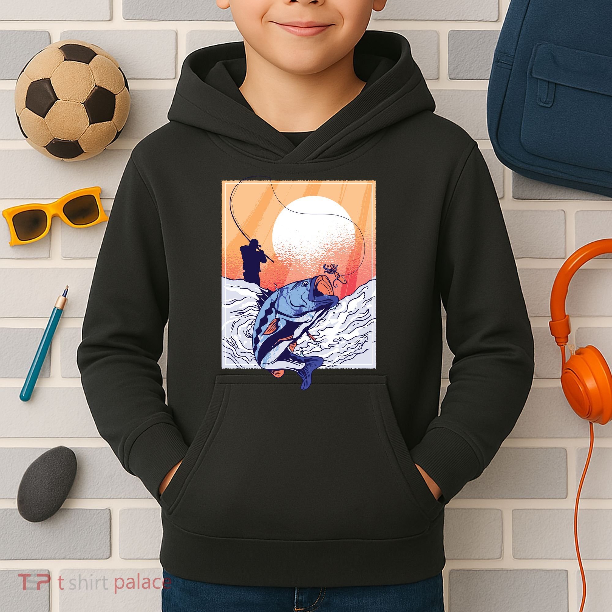 Fisherman Sunset Kids Hoodie